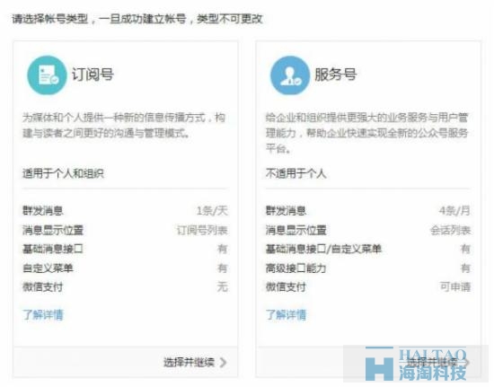 服務(wù)號與訂閱號功能區(qū)別