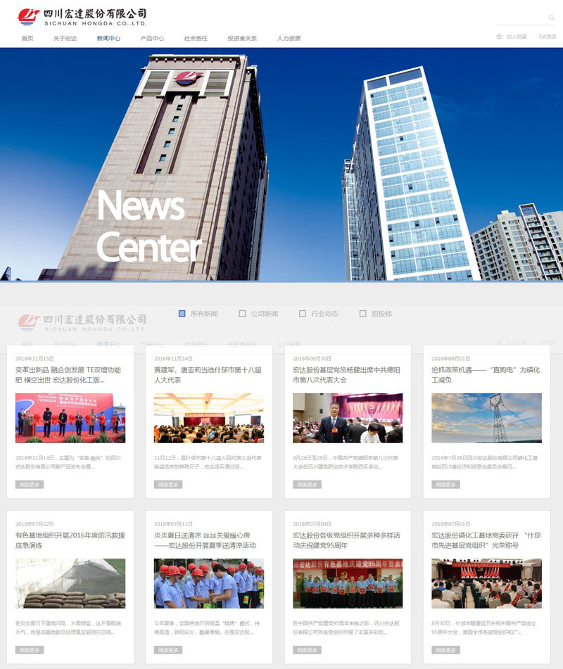 宏達股份有限公司化工類網(wǎng)站建設(shè)案例